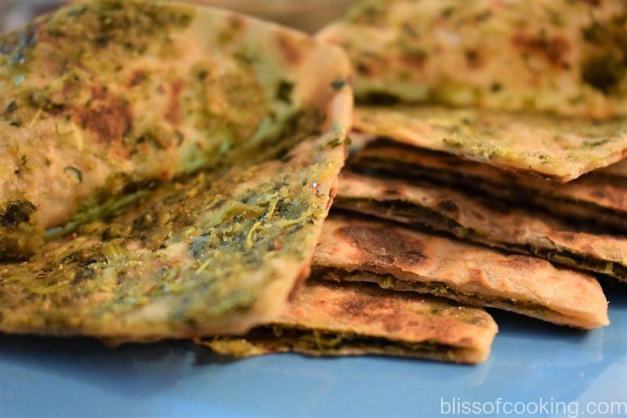 Mooli Ke Patte Ka Paratha (Radish Leaves Paratha) - Bliss Of Cooking