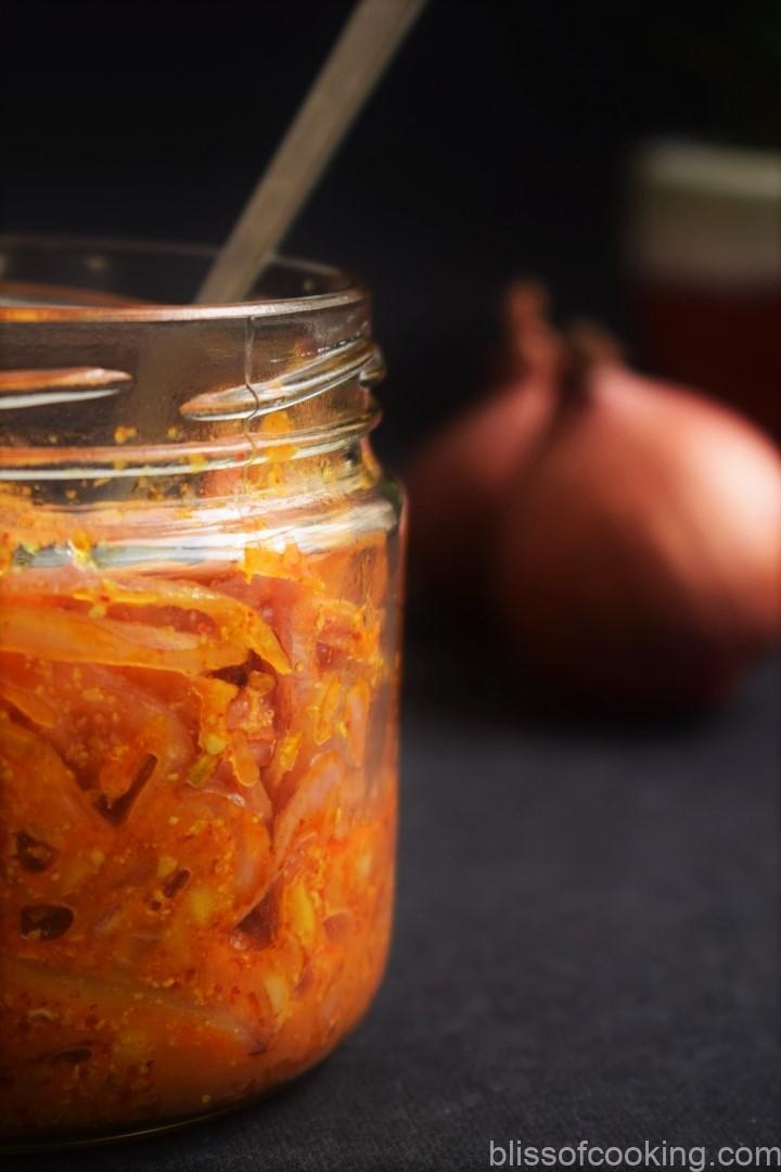 Pyaaz Ka Achar - Onion Pickle - Bliss Of Cooking