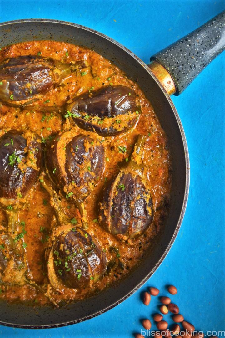 Bharli Vangi, Maharashtrian Style Stuffed Eggplants, stuffed baingan, brinjal, aubergine, eggplant